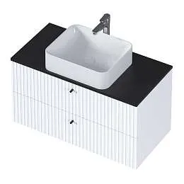 Тумба со столешницей СТЕЛЛА/Desire 900х487х500П 2я монолит найт/эмаль белая