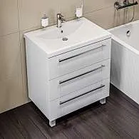 Тумба под раковину Соната 75Н 3в.я. белый глянец