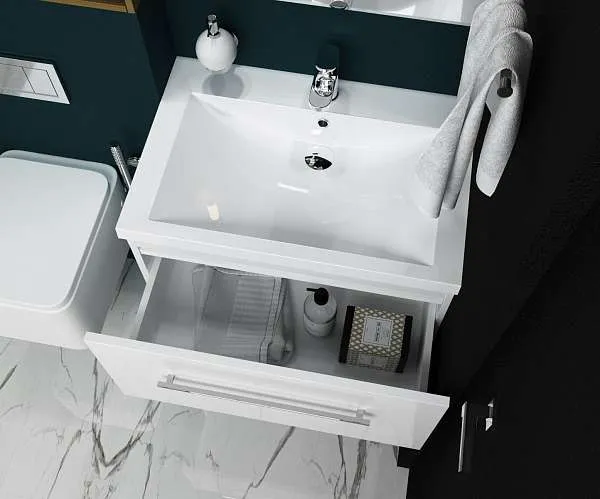 Тумба под раковину Соната 75П 1в.я. белый глянец