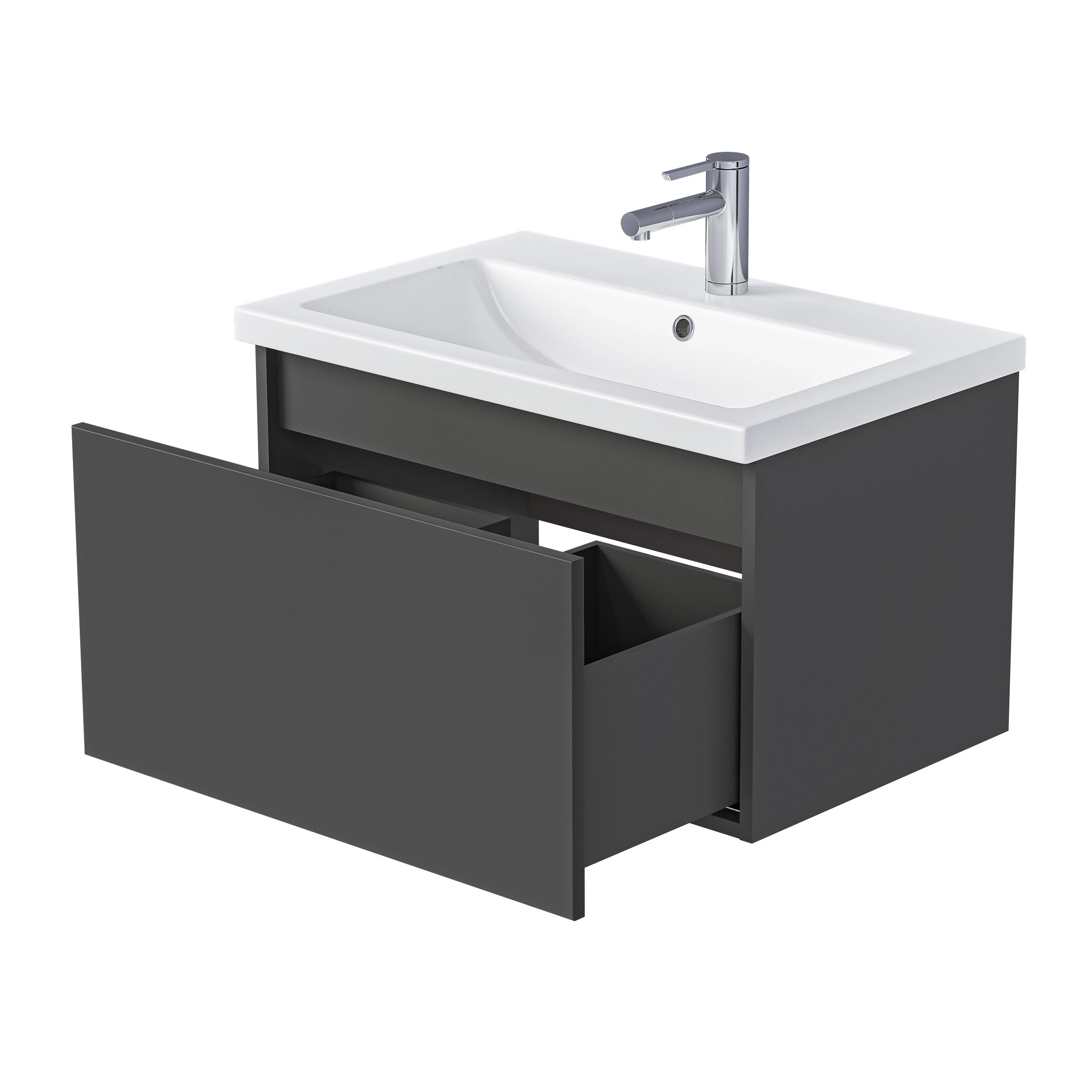 Тумба БЛОК МИНИ/Aris mini 70П (700х440х450) 1я антрацит/монолит дарк раковина