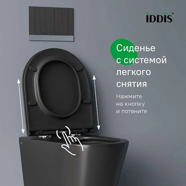 Унитаз подвесной IDDIS Calipso безободковый черный матовый CALR3BMi25