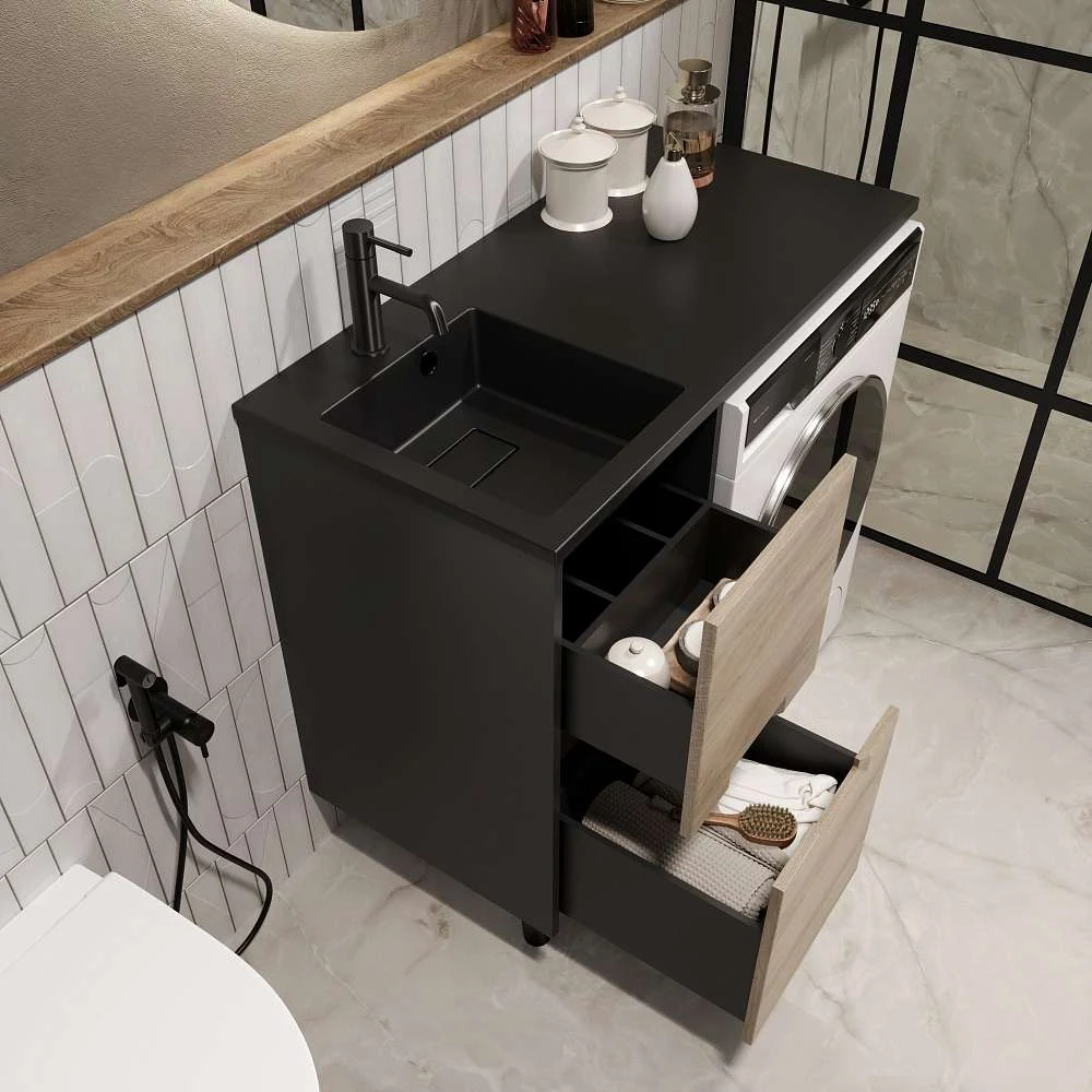 Тумба КЛЭР/Maid 38Н(100) (380х890х475) 2я антрацит/орех лучистый европейский