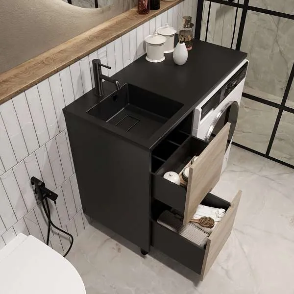 Тумба Maid 38Н(100) (380х890х475) 2я антрацит/орех лучистый европейский