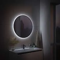Зеркало Shape Soft Plus (600х600х30) круг черный К01 LED датчик