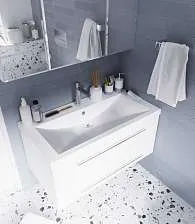 Тумба под раковину Соната 75П 2в.я. белый глянец