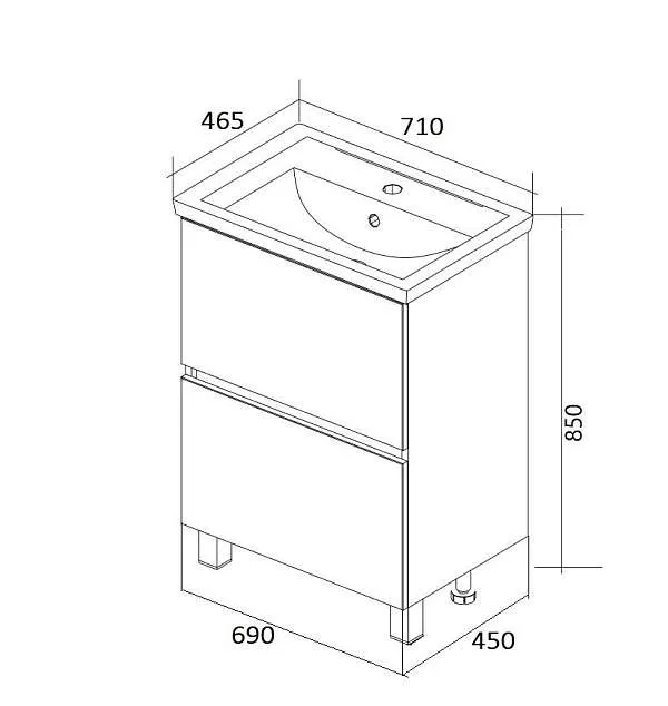 Тумба АРИС 1/Aris 70Н 2я. белый глянец