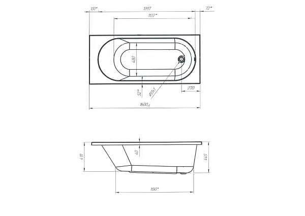 Ванна АТЛАС/ATLAS 1600х700 СМ/ПР