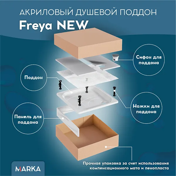 Поддон "Freya NEW" с панелями квадр.90*90 комплект