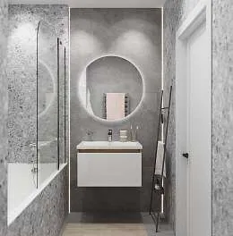 Тумба под раковину БЛОК МИНИ/Aris mini 60П (590х400х447) 1я дуб вотан/белый глянец