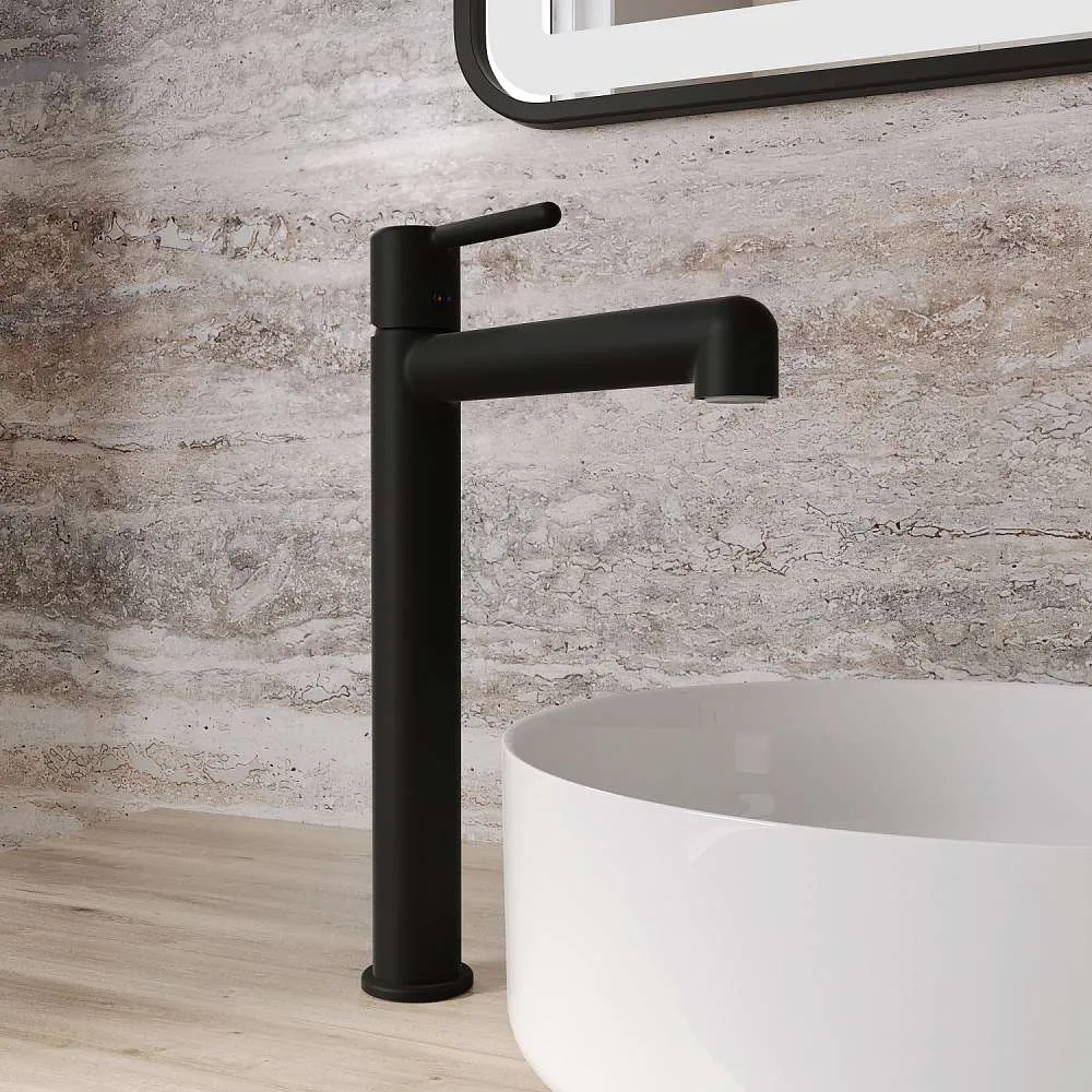 Cмеситель для раковины IDDIS Эйгер высокий черный матовый AIGBL01i01