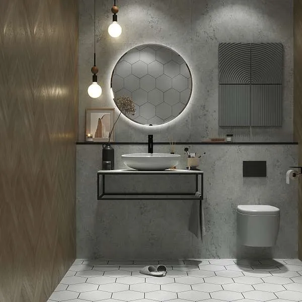 Столешница из керамогранита ЛОФТ/LOFT 90, светло-серый МА01 Nat