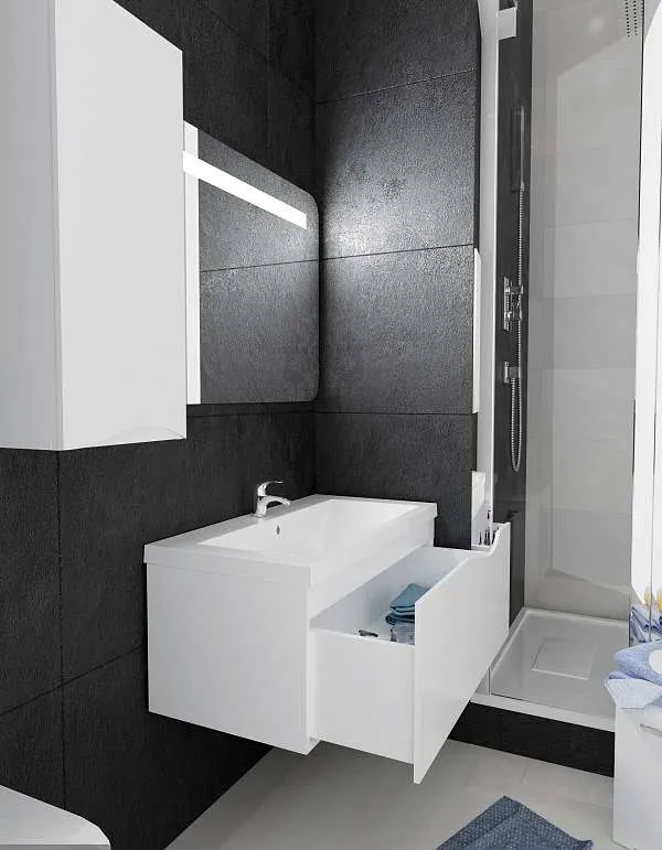 Тумба под раковину Этюд 90П 1в.я. белый глянец