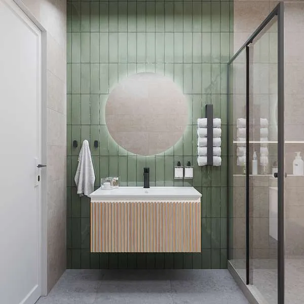 Тумба под раковину Row 80П (800х400х450) 1я белый/дуб