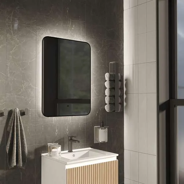 Зеркало Shape Soft (500х1000х30) прямоугольник черный К01 LED датчик