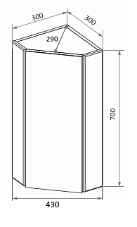 Зеркало-шкаф угловой Penta 43П 1д. белый глянец