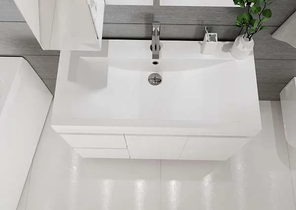 Тумба под раковину Cube 100Н 2д 2я б/к Белый глянец