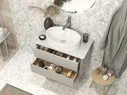 Тумба со столешницей Monro 80П (800х420х450) 2я серый стекло