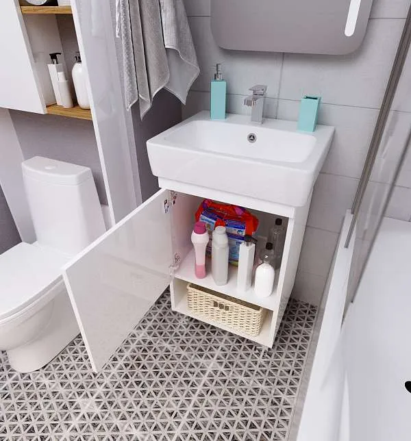 Тумба под раковину ТЕРА/Tera 60Н 1д. белый глянец