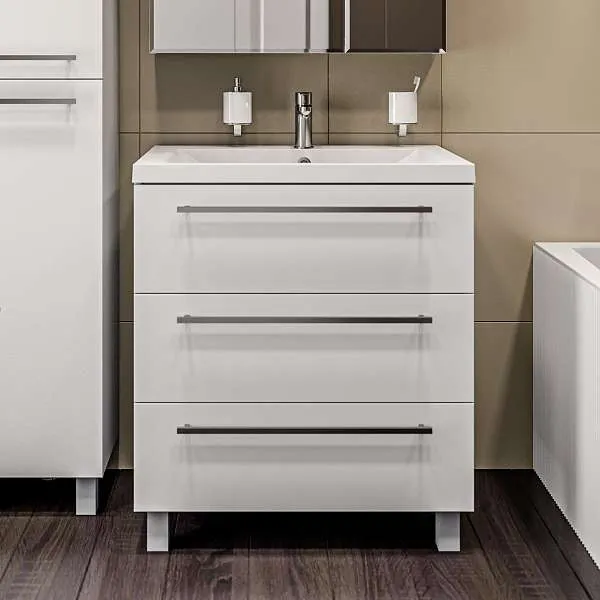 Тумба под раковину Соната 75Н 3в.я. белый глянец