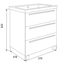 Тумба под раковину Соната 58Н 3в.я. белый глянец