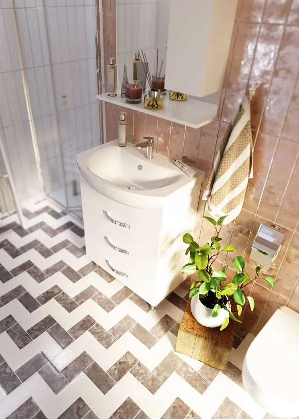 Тумба под раковину Вита 65Н 3в.я. белый глянец, МДФ