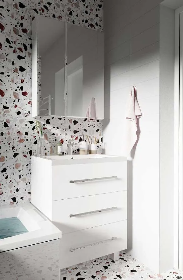 Тумба под раковину Соната 58Н 3в.я. белый глянец