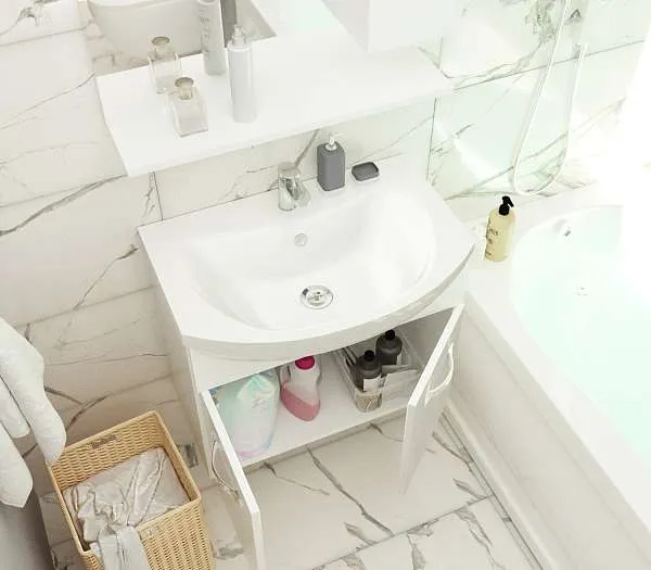 Тумба под раковину Вита 65П 2д. белый глянец, МДФ