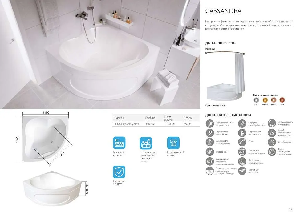 Ванна КАССАНДРА/CASSANDRA 1400х1400 ПР