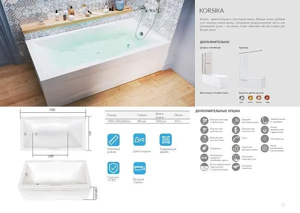 Ванна КОРСИКА/KORSIKA 1900х1000 ПР