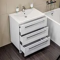 Тумба под раковину Соната 75Н 3в.я. белый глянец