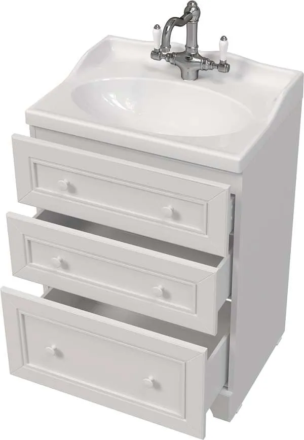 Тумба с раковиной Avanti 60Н 3в.я. Белый глянец