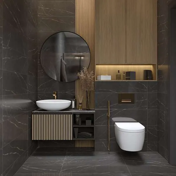 Тумба со столешницей РИТМ/Rail 90П 1я 2п серый керамогранит