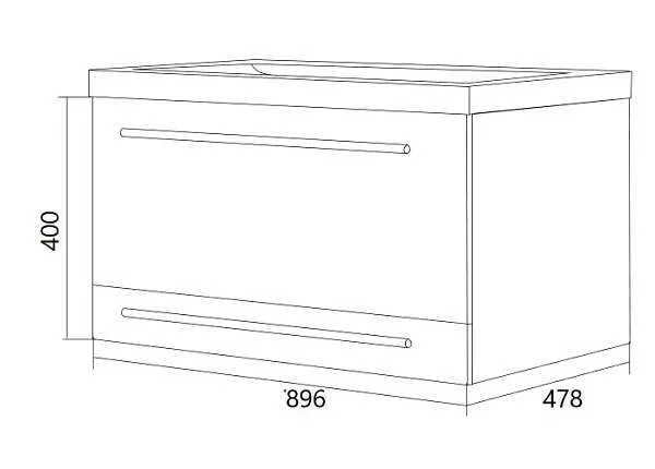 Тумба под раковину Соната 90П 2в.я. белый глянец