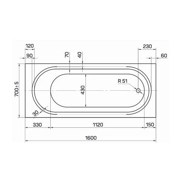 Ванна ДАРИНА/DARINA 1600х700