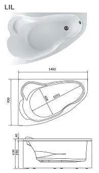 Ванна акриловая Marka One LIL 140x90