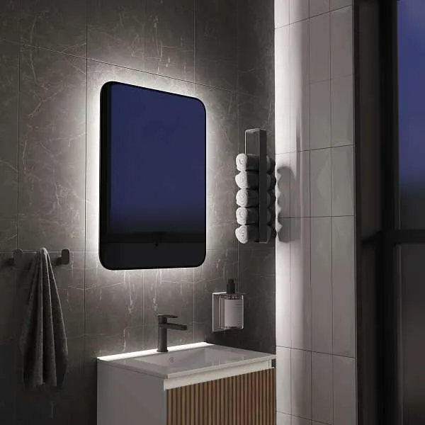 Зеркало Shape Soft (500х1000х30) прямоугольник черный К01 LED датчик